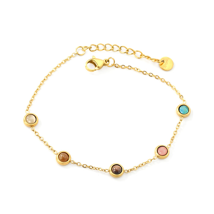 Wholesale Colorful cat' s eye bracelet tiger' s eye stone bracelet stainless steel round snake chain bracelet