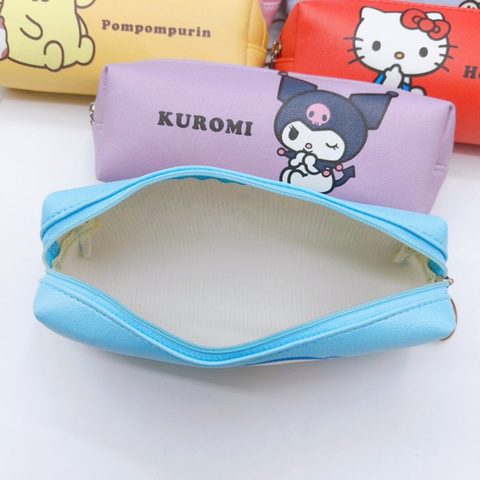 Wholesale Casual Cartoon Double Sided Print Zipper PU Pencil Case For Students Large Capacity Storage