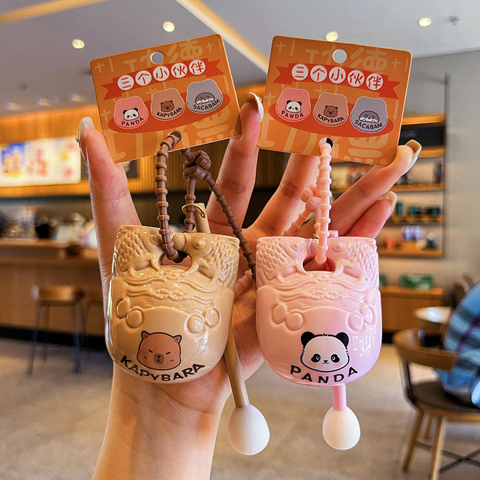 Wholesale Decompression Wooden Fish Cappibala Keychain