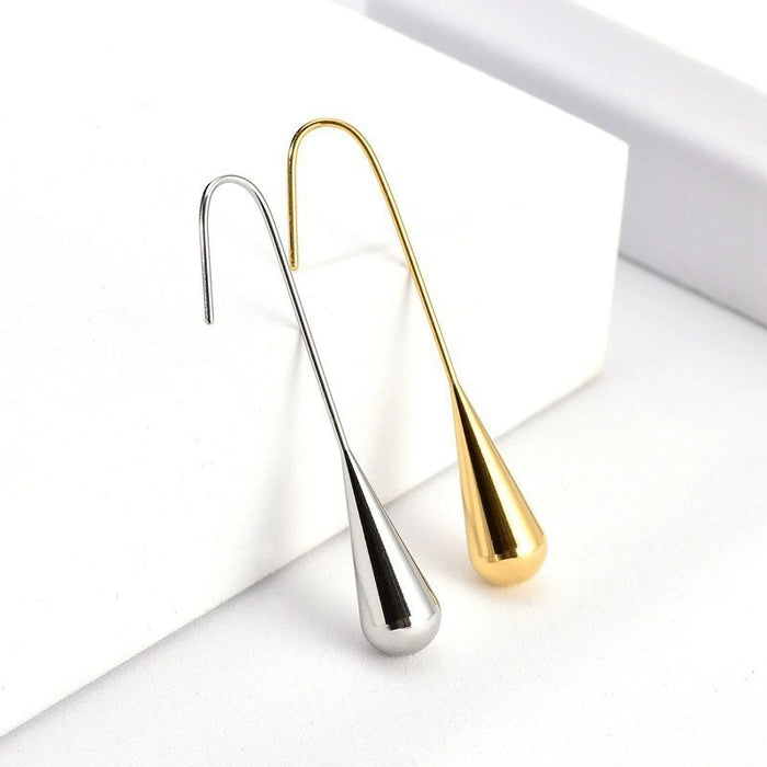 Wholesale Fashionable and minimalist titanium steel earrings, water droplet earrings, tassel long ear hooks wholesale