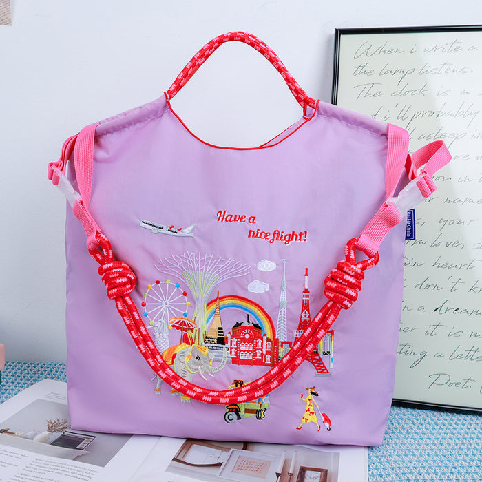 Wholesale Canvas bag embroidery shopping bag tote bag large capacity bag women' s handbag crossbody bag