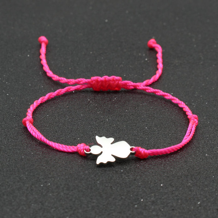 Wholesale Jewelry Stainless Steel Little Angel Bracelet Hand-woven Simple Adjustable Red Rope Bracelet Women's Hand Rope