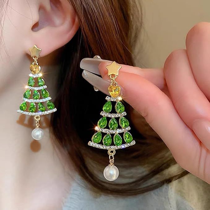 Wholesale Christmas Tree Five-Pointed Star Earring Sweet and Gentle Christmas Earrings