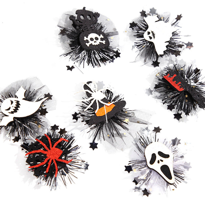 Wholesale Halloween Children Party Decoration Spider Pumpkin Web Yarn Hair Clip JDC-KC-ZHHAO001