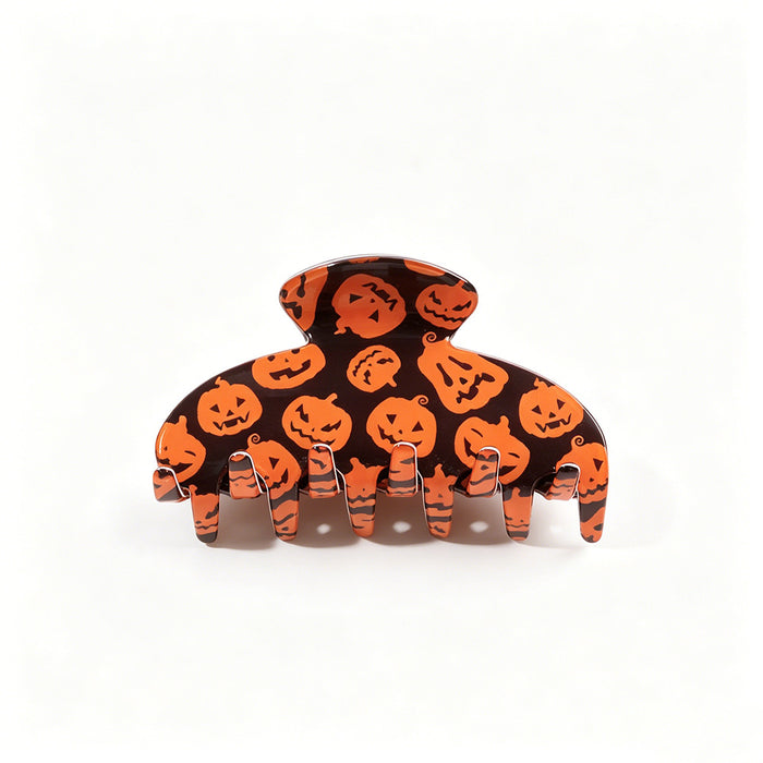 Wholesale Stylish  Shark Claw Hair Clips Ghost Pumpkin Black Cat Print Women Hair Accessory
