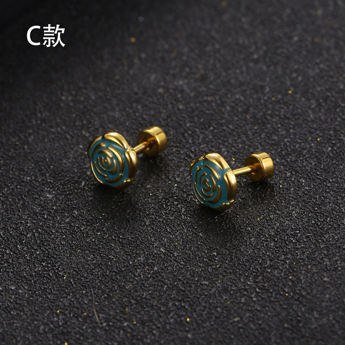 Wholesale Titanium Steel Gold-Plated Earrings,  Feminine and High-Sense Earrings,  New Trendy and Atmospheric Earrings