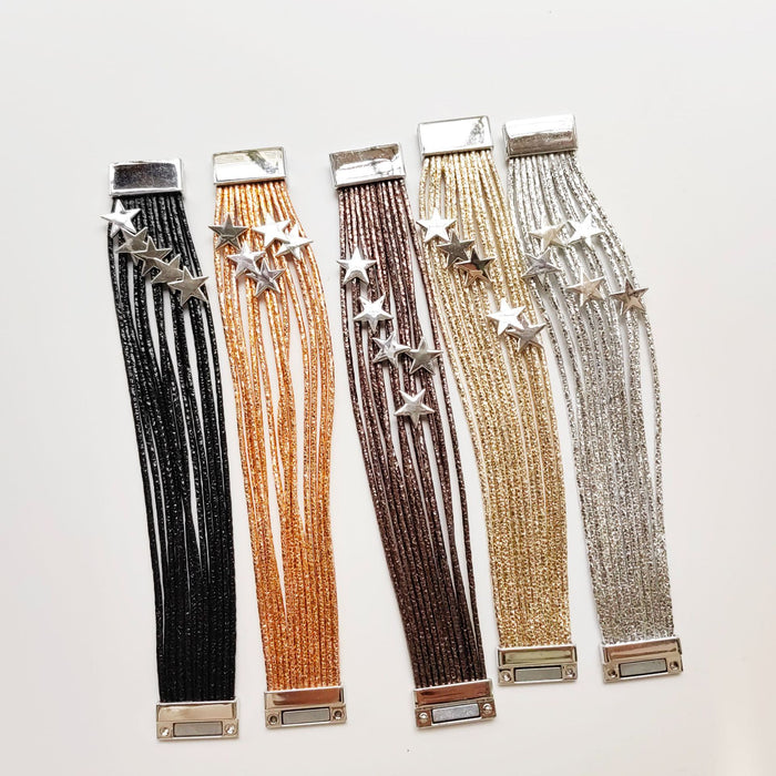 Wholesale Multi layer round bar bracelet, women's fashion bracelet, pentagram accessory, magnetic suction bracelet, wholesale of bracelet