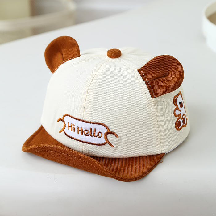 Wholesale Cute Red Letter Bear Baby Baseball Cap Soft Brim Sun Hat For Toddler Boys Girls