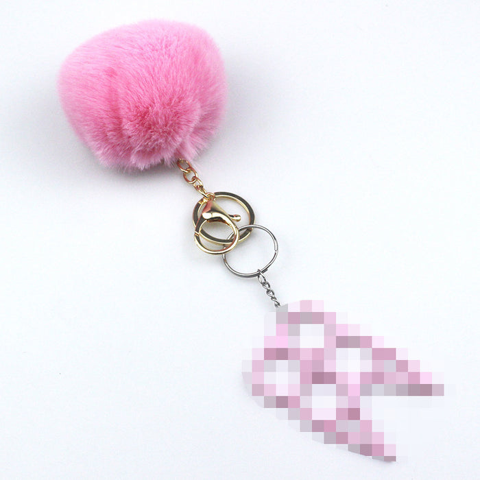 Wholesale 8cm Wool Ball Multifunctional Alloy Keychain 2-piece Set JDC-KC-TouMS073