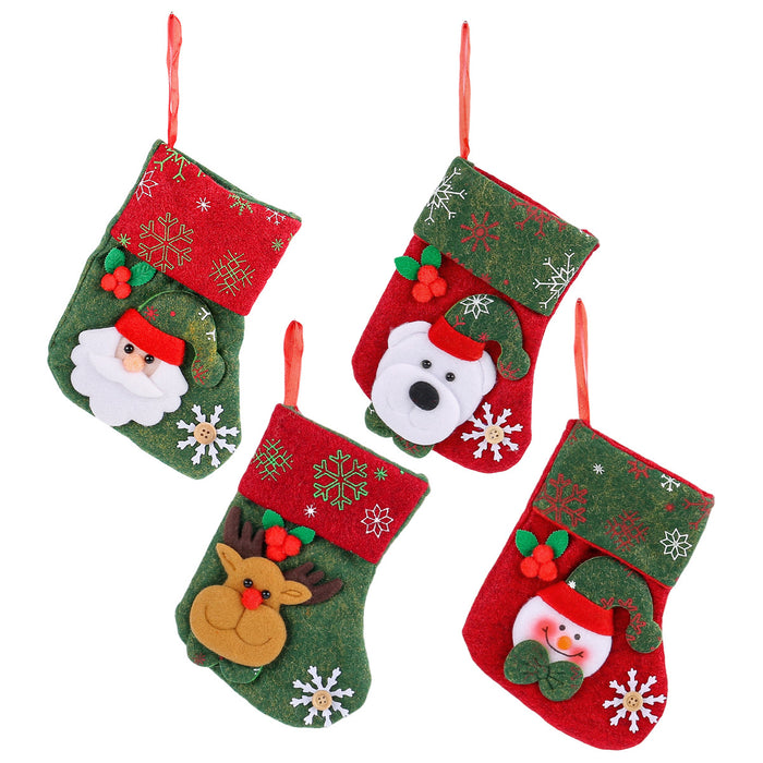 Wholesale Snowflake Christmas Socks Gift Bag Christmas Tree Ornaments Children' s Candy Bag Old Man Snowman Gift Bag