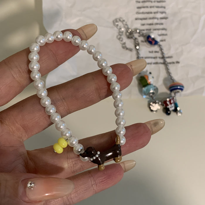 Wholesale Handmade pearl bead bracelet with cute and niche design, pull-out bracelet accessory