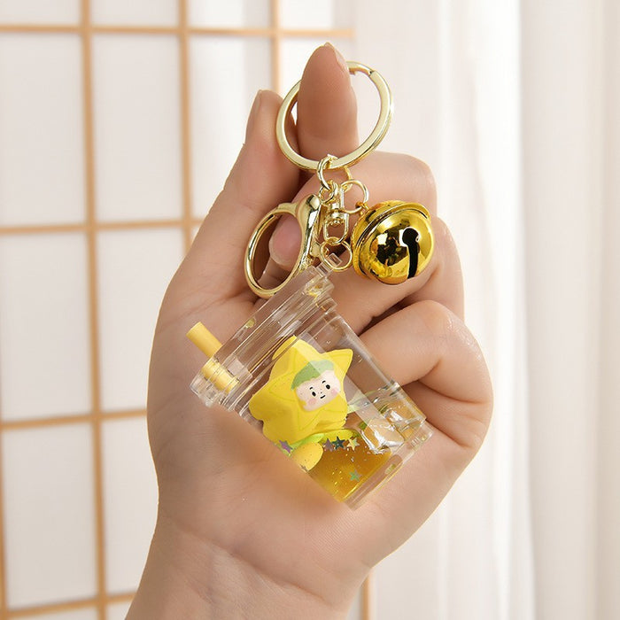 Wholesale Liquid Glitter Bottle Keychain Pendant with Floating Stars liquid keychain