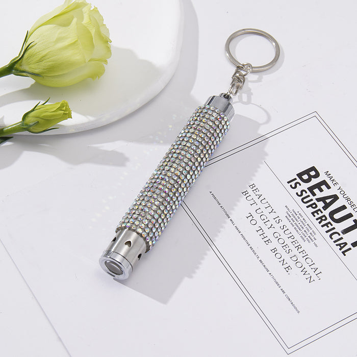 Wholesale Diamond-studded Mini Flashlight Metal Keychain JDC-KC-ZY015