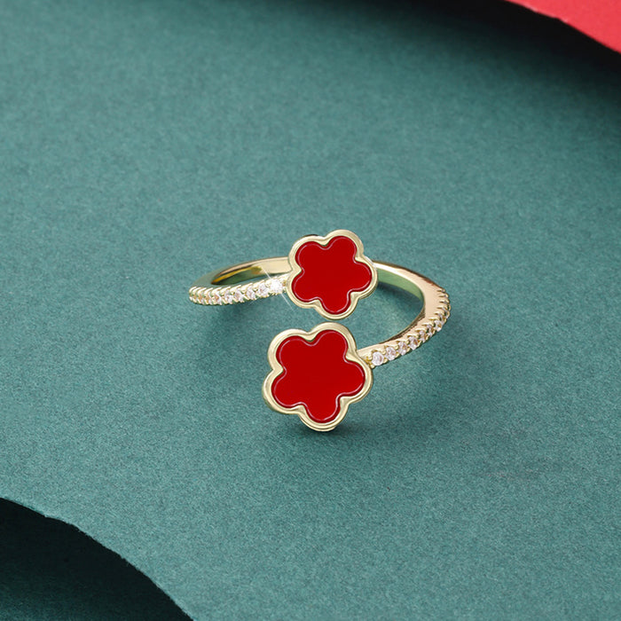 Wholesale Alloy Five Petal Flower Open Ring JDC-RS-ZhuoM003