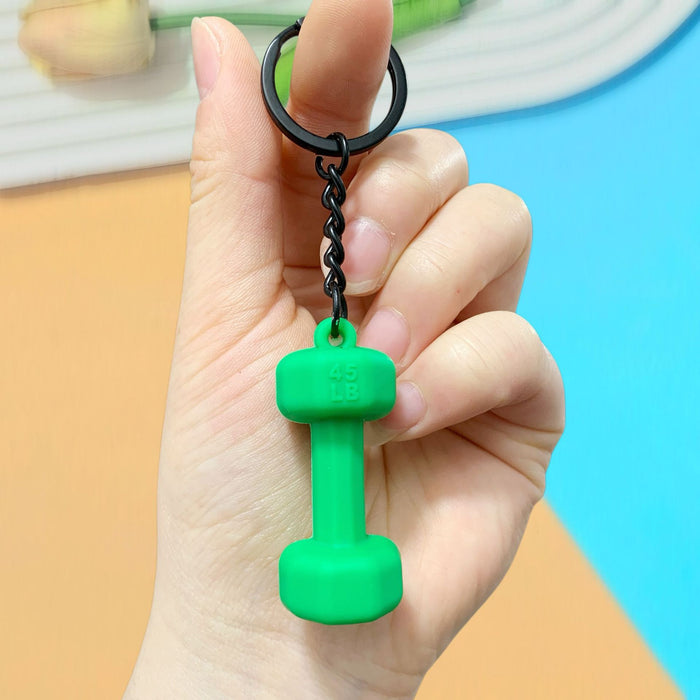 Wholesale Soft Rubber Dumbbell High-Value Sports Fitness Keychain