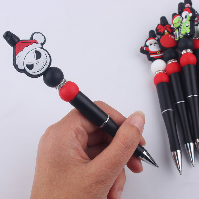 Wholesale Cartoon Christmas Santa Claus Silicone Plastic Bead Pen JDC-PN-GuangTian011