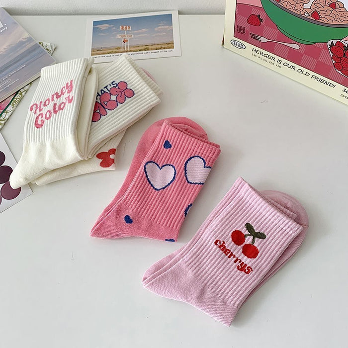 Wholesale Cotton Cute Love Flower Letter Stockings JDC-SK-PengC005