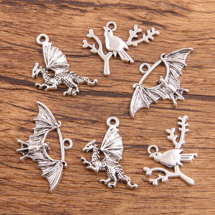 Wholesale Trendy 3 Styles Diecast Alloy Animal Pendant Charms Dinosaur Bird Bat Electroplated DIY Jewelry Making Bag Charm Car Key Accessory Gift