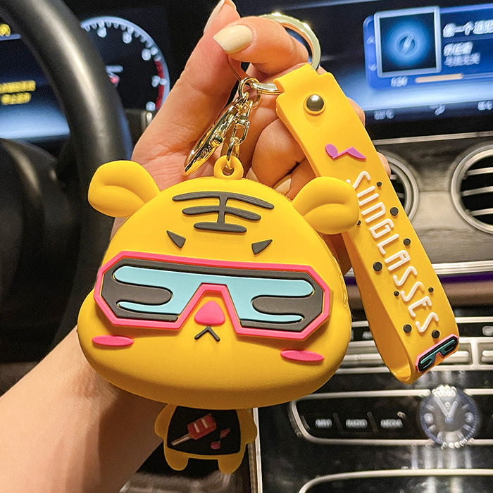 Wholesale  Original Electric Tiger Silicone Coin Purse Keychain Pendant Cute Children Zipper Storage Bag Keychain Hanging Ornaments