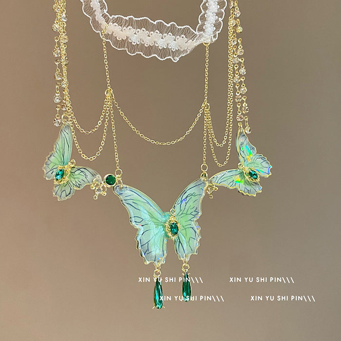 Wholesale Lace butterfly tassel leg chain, niche body chain, personalized accessory