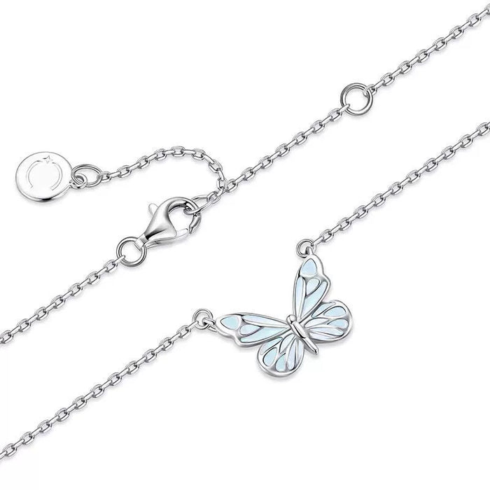 Wholesale Butterfly Light Necklace Women's Blue Luminous Clavicle Chain