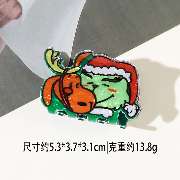 Wholesale Christmas PVC Hair Claw Clips Santa  Shark Cartoon Party Accessory Gift