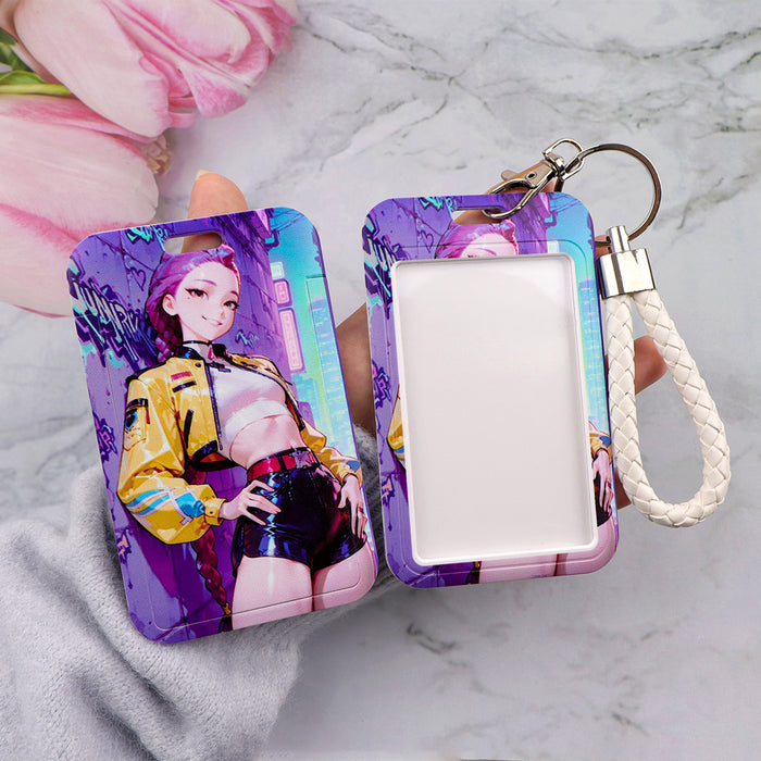 Wholesale 5 pcs KPOP Women' s Lanyard Hard Case Multi-functional Protective Card Holder Keychain