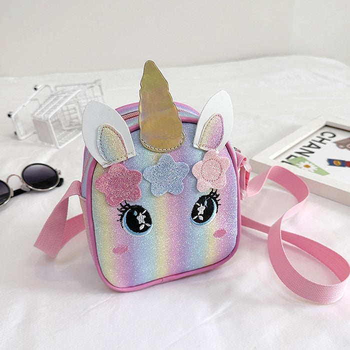 Wholesale Unicorn embroidered rainbow children's bag crossbody bag baby girl small schoolbag shoulder bag