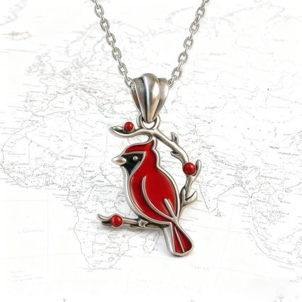 Wholesale Women' s long necklace Red Bird Necklace