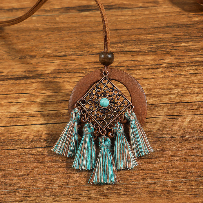 Wholesale Ethnic Literary Retro Tassel Flower Shell Necklace Fashion Accessory Gift MOQ≥2