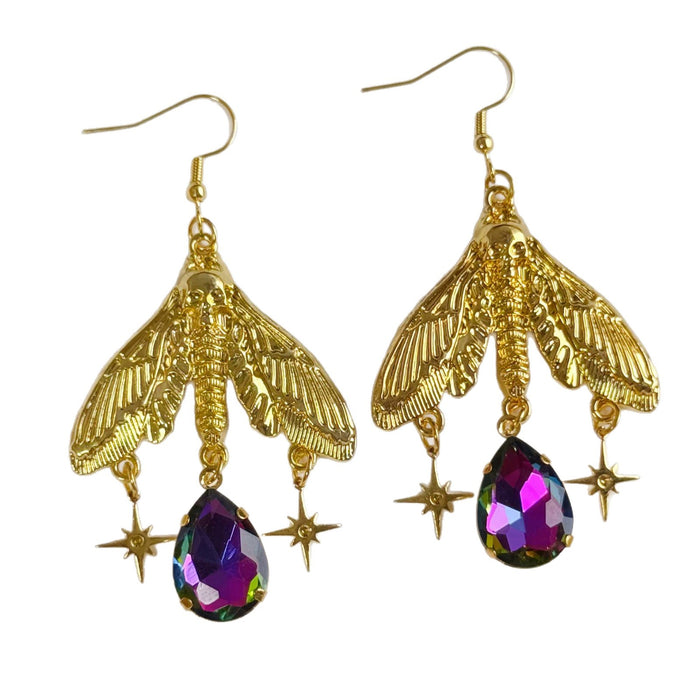 Wholesale Zinc Alloy Gothic Vintage Gold Moth Earrings  Party Jewelry Accessory Gift