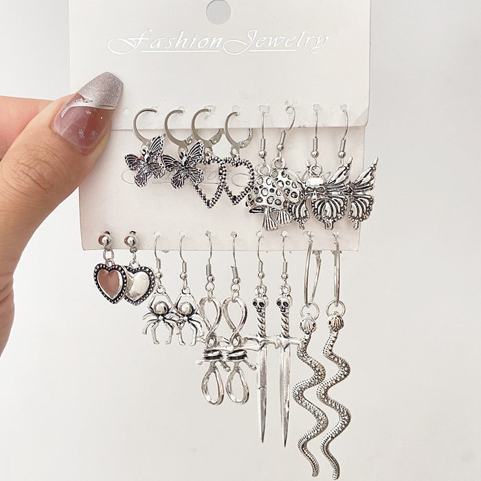 Wholesale Love Butterfly Earrings Set Creative Snake Sword Earrings Halloween Earrings