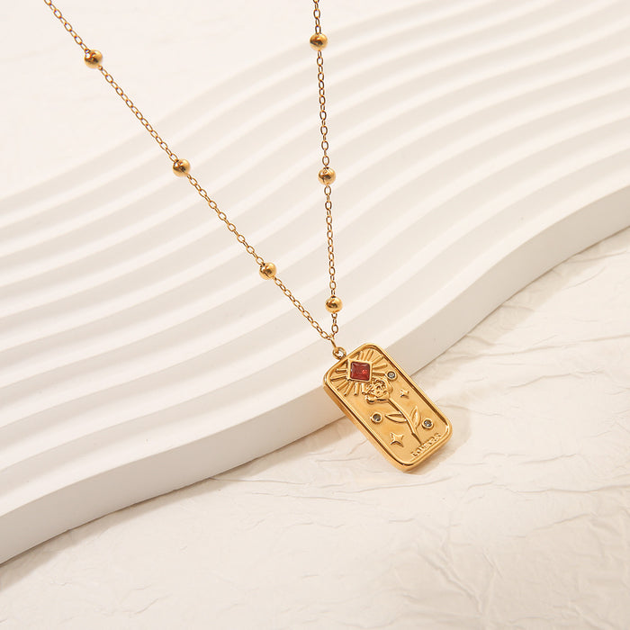 Wholesale Fashionable hot selling retro style stainless steel rainbow zircon necklace electroplating wholesale