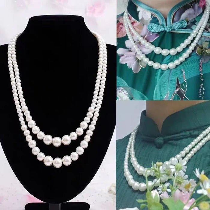 Wholesale Pearl necklace, double layered necklace, elegant and fashionable, photography collarbone chain