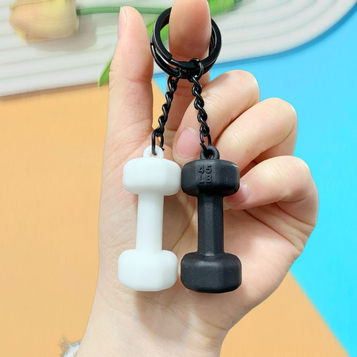 Wholesale Soft Rubber Dumbbell High-Value Sports Fitness Keychain