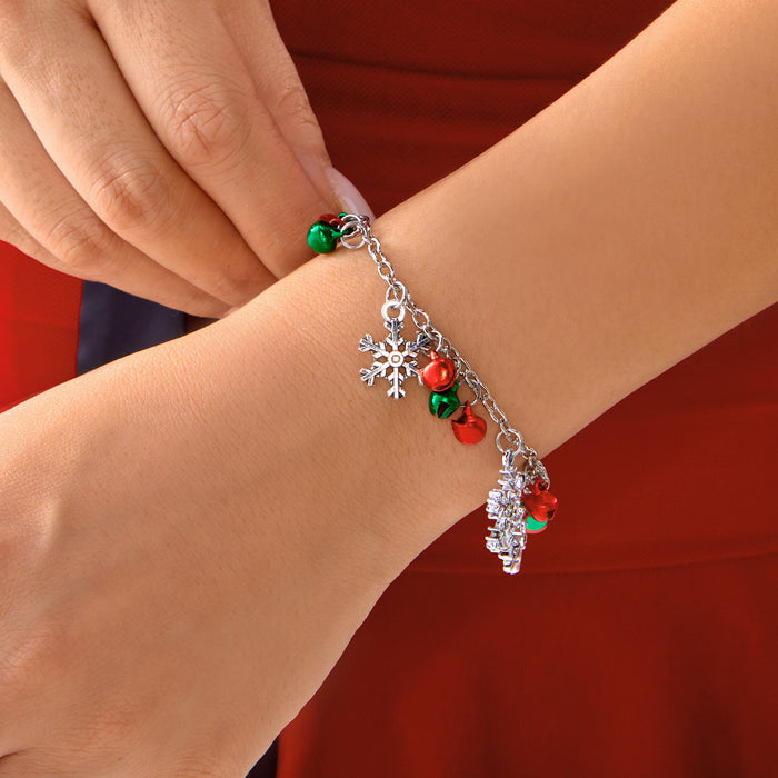 Wholesale Christmas Snowflake Bell Necklace Bracelet Set Alloy Jewelry Gift Accessory