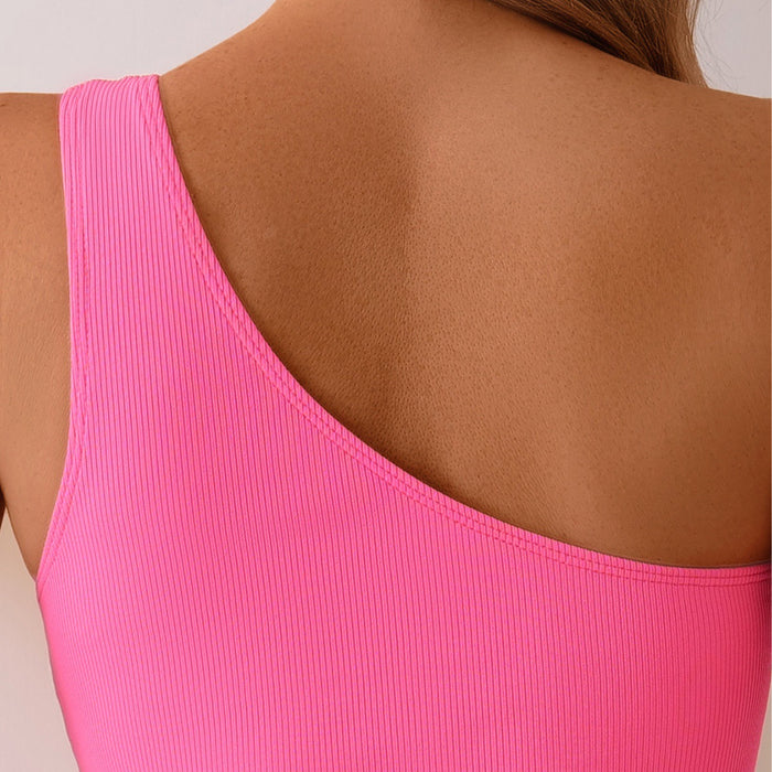 Wholesale New color blocking bikini swimsuit with a feminine feel, featuring an open waist and sloping shoulders one-piece swimsuit