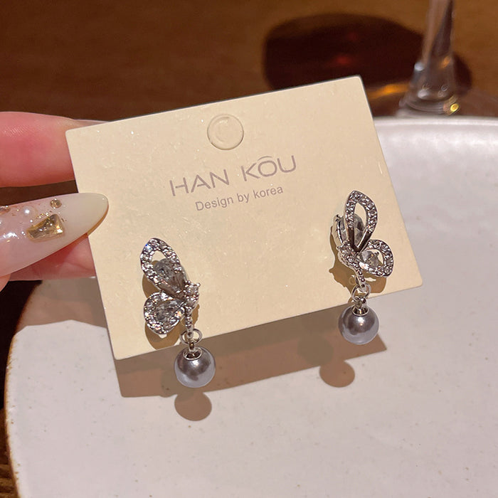 Wholesale Crystal Butterfly Pearl Earrings
