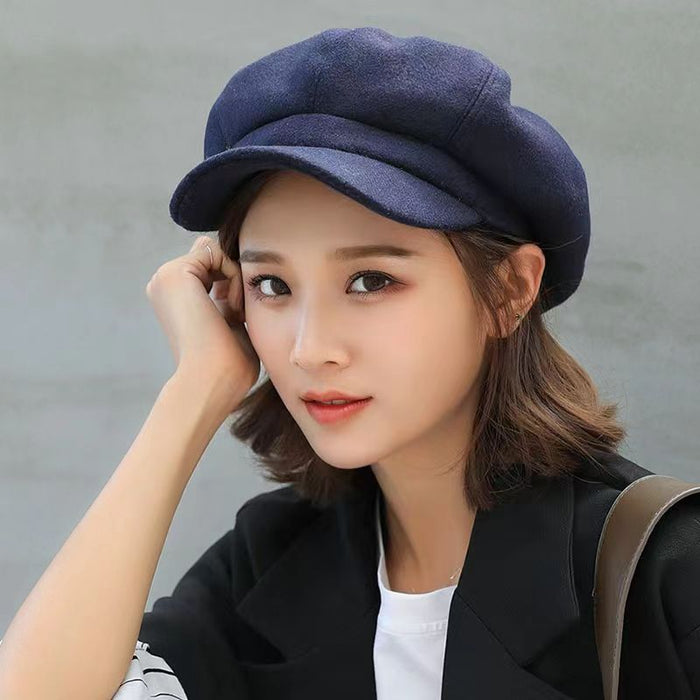 Wholesale Hat women's autumn and winter all-match octagonal hat woolen winter fashion beret