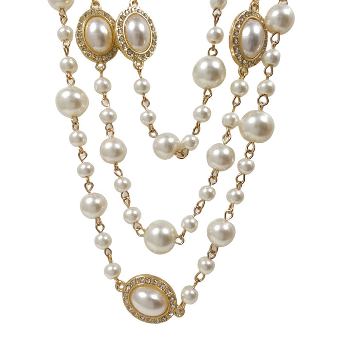 Wholesale Exaggerated long pearl necklace with multiple layers of light luxury niche sweater chain