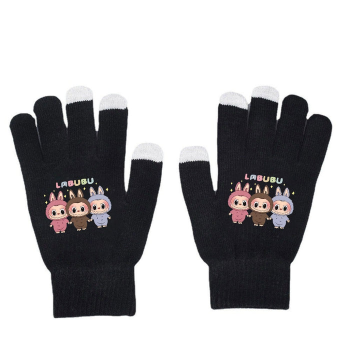 Wholesale Warm Dopamine Printed Knitted Gloves