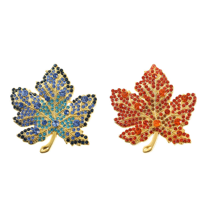 Wholesale Trendy Maple Leaf Brooch Rhinestone Elegant Anti Exposure Metal Pin For Women Boutique Jewelry Accessory