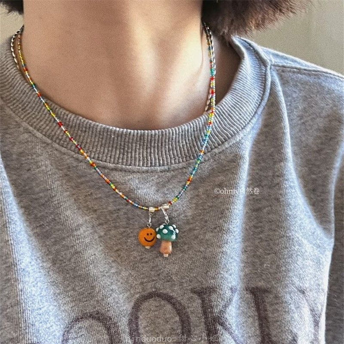 Wholesale Rainbow necklace, bead necklace, sweatshirt chain