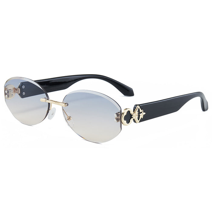 Wholesale Rimless Oval Cut-Edge Sunglasses