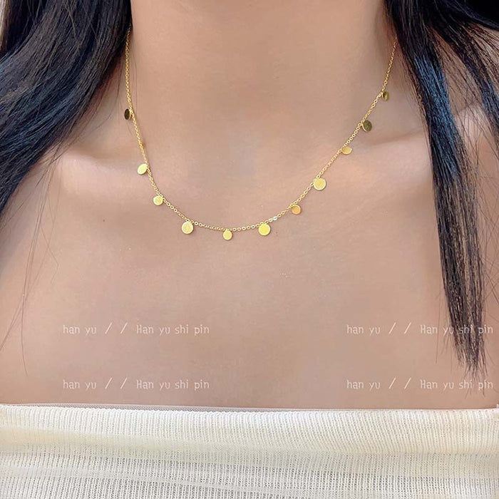 Wholesale green beaded star moon necklace versatile niche double-layer chain hot beaded