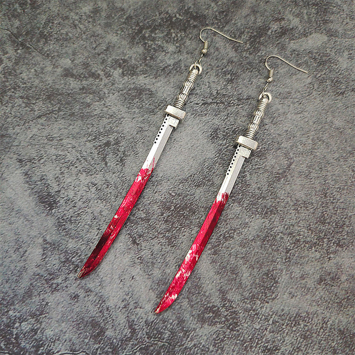 Wholesale  alloy earrings dagger axe horror blood earrings holiday exaggerated jewelry
