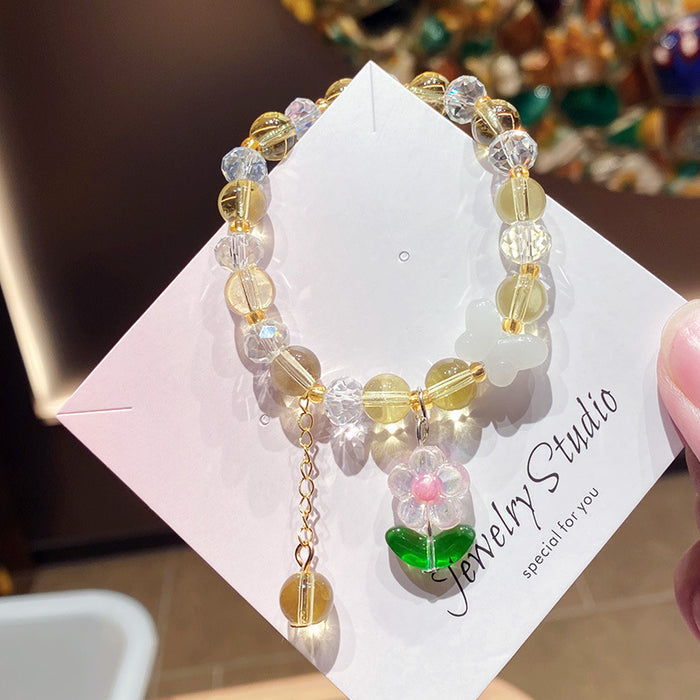 Wholesale Trendy Girls Flower Glass Beaded Bracelet Travel Souvenir Jewelry Accessory MOQ≥3