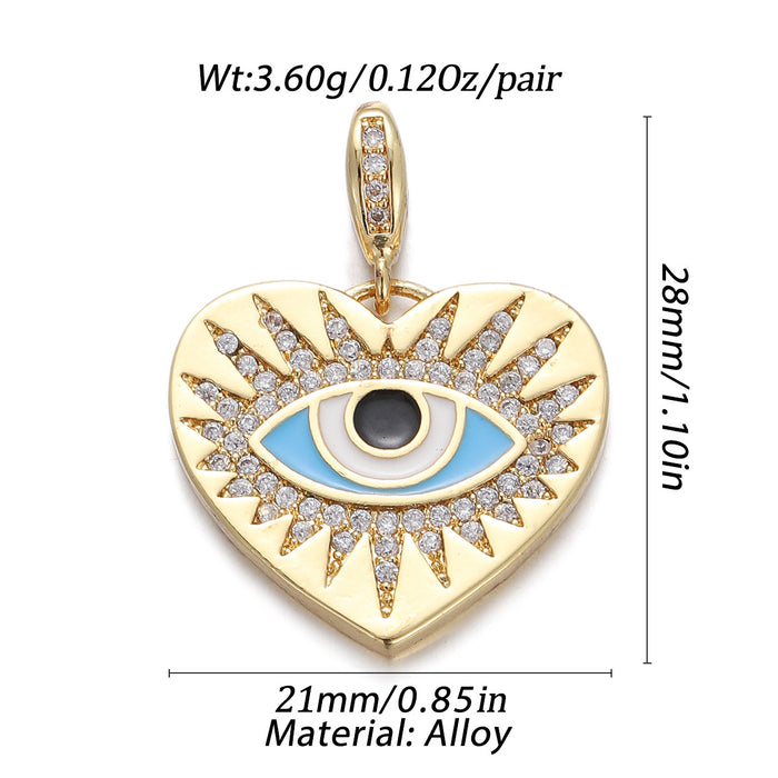 Wholesale Heart Shaped Evil Eye Earrings Necklace Diy Accessories JDC-PT-YJ007