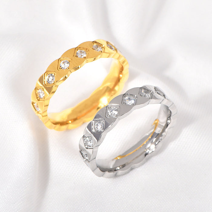 Wholesale Simple Niche Rhombus Micro-Set Diamond Multi-Color Ring