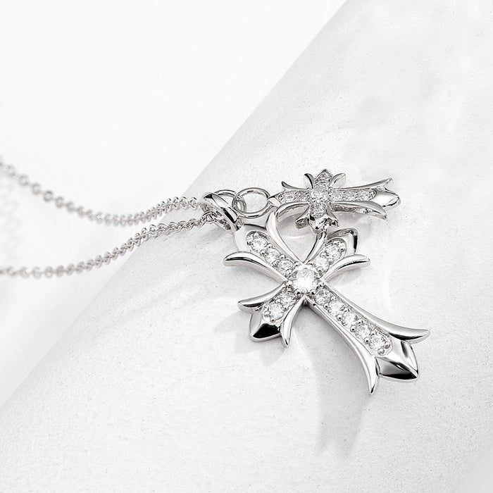 Wholesale Fashion Punk Double Cross Necklace